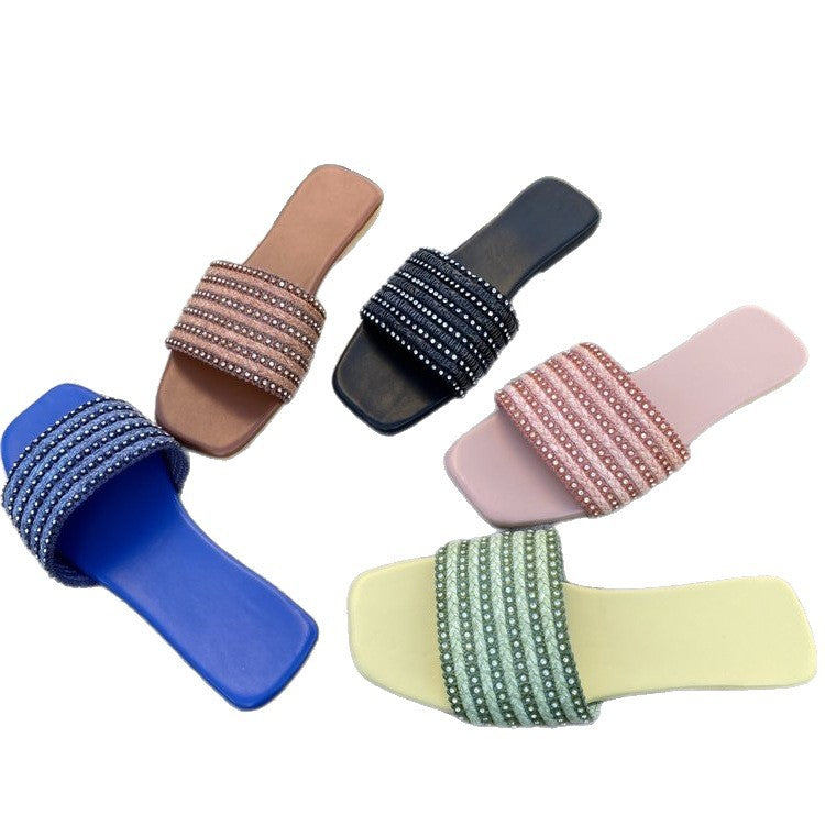 Damen bequeme Slides mit modischen Riemen R&B
