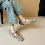 Damen Ballerinas mit edler Schnallenverzierung und luxuriösem Samtoberteil