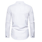 Herren modisches Hemd mit asymmetrischem Knopfdesign und elegantem Stehkragen R&B