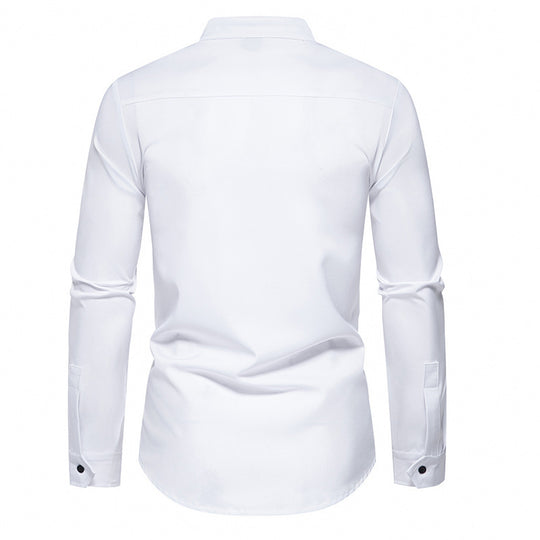 Herren modisches Hemd mit asymmetrischem Knopfdesign und elegantem Stehkragen R&B