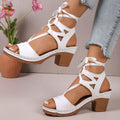 Damen Plateau Sandalen mit modischem Schnürdesign und komfortablem Blockabsatz R&B