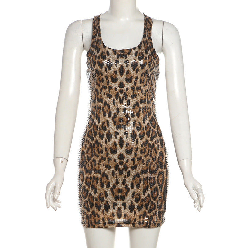 Damen Glitzerndes Tiermuster-Kleid R&B