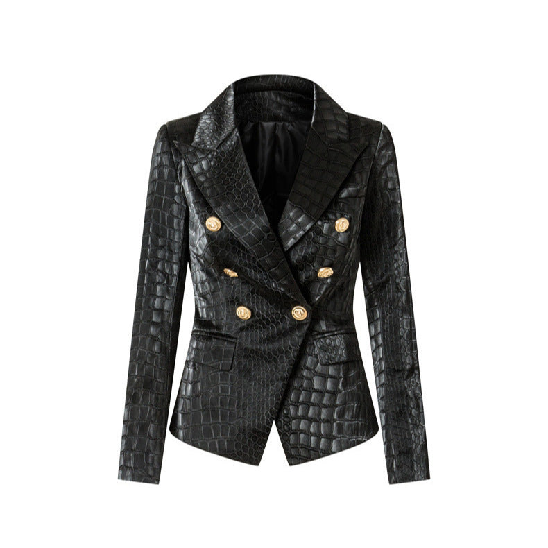 R&B | Croc-Stil Faux-Leder Mantel