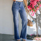 Damen Klassische und bequeme High-Waist Jeans