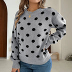 Damen Grobstrickpullover mit gepunktetem Muster und lässigem Schnitt R&B