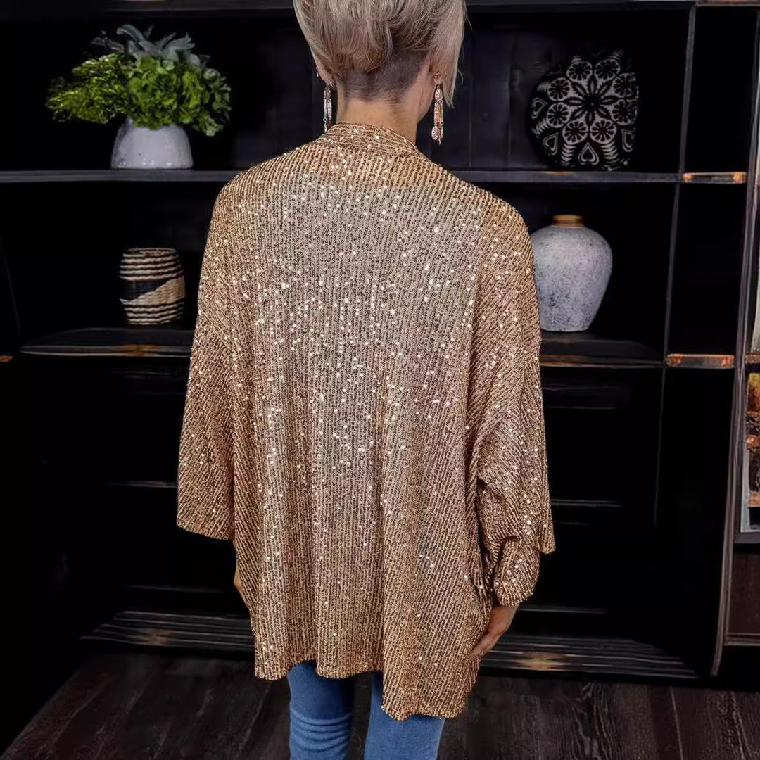 Damen Glamouröse Strickjacke mit Pailletten und lockerer Passform R&B