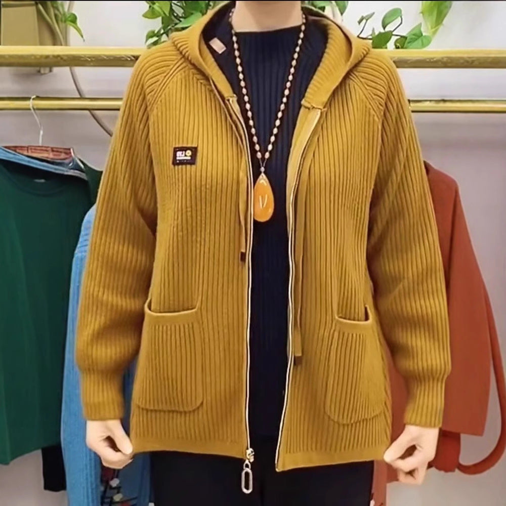 Damen Kapuzenjacke mit strukturiertem Strickdesign und praktischen Taschen R&B
