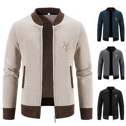 Herren modische Strickjacke mit Reißverschluss und hohem Kragen R&B