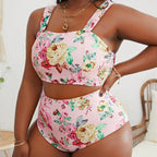 Damen Bikini-Set mit floralem Crop-Top und hohem Taillen-Schnitt R&B