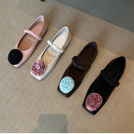 Damen Ballerina-Schuhe mit floralem Design und elegantem Riemen R&B