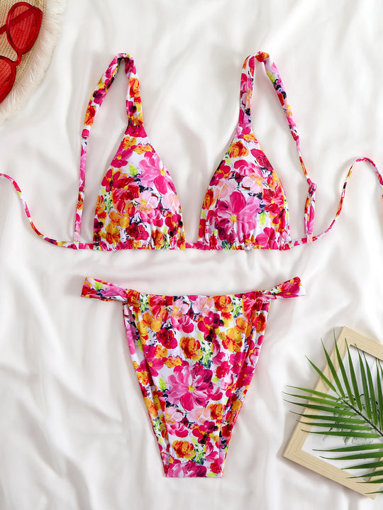 Damen Triangel-Bikini-Set mit modischem Tiermuster R&B