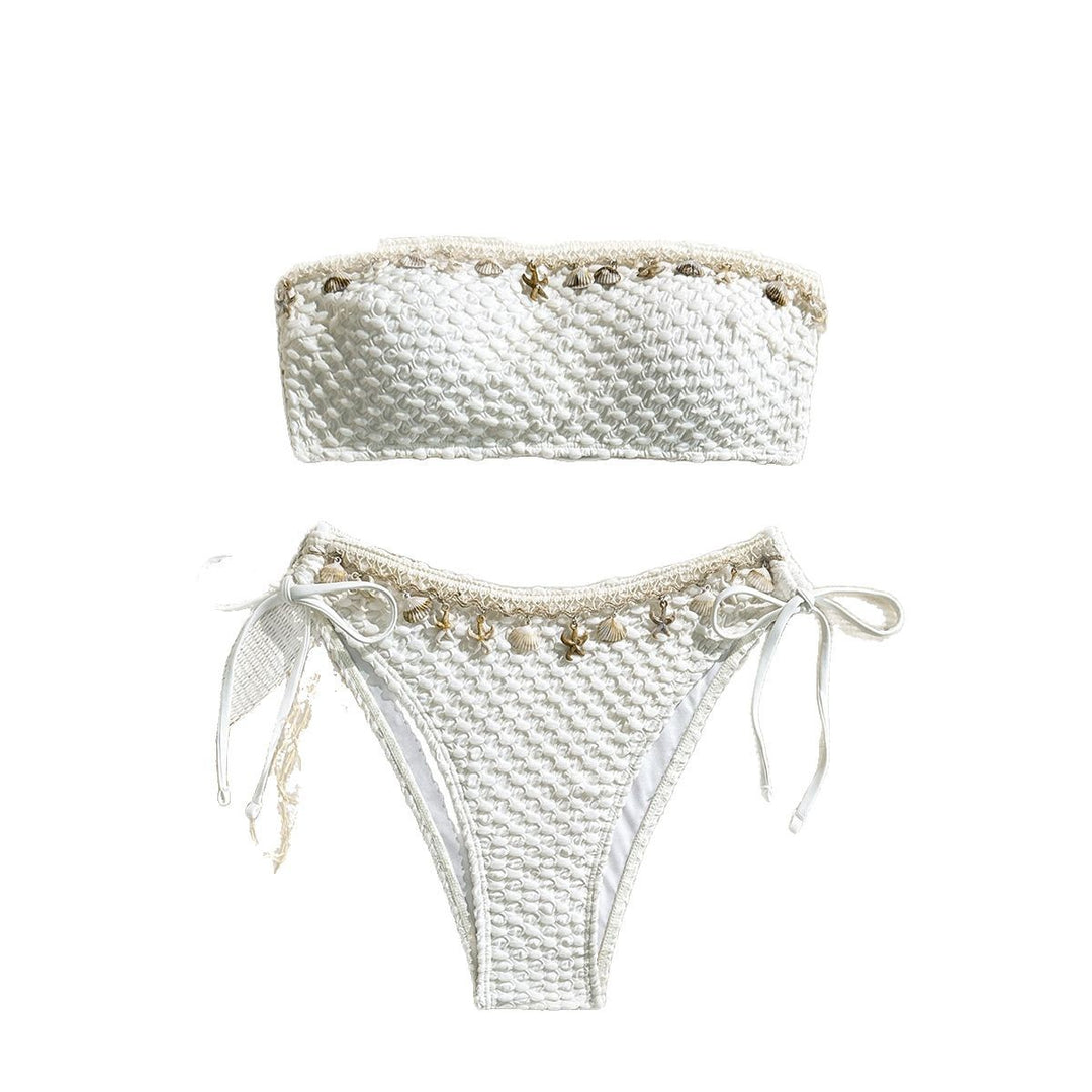 Damen Bandeau-Bikini mit edlen Muschelverzierungen R&B