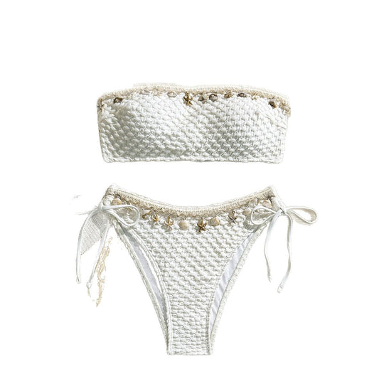 Damen Bandeau-Bikini mit edlen Muschelverzierungen R&B