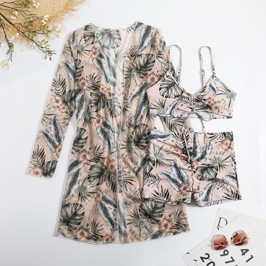 Damen Bikiniset mit floralem Oberteil und luftiger Wickeljacke R&B