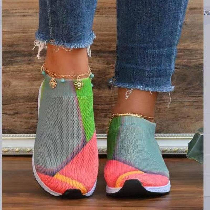 Damen Slip-On Sneakers mit atmungsaktiver Strick-Oberfläche und rutschfester Sohle R&B