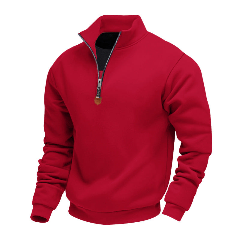 Herren sportlicher Pullover mit halbem Reißverschluss und modischem Stehkragen R&B