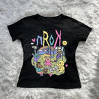 Damen Kurzarm T-Shirt mit verspieltem Grafiken-Design R&B