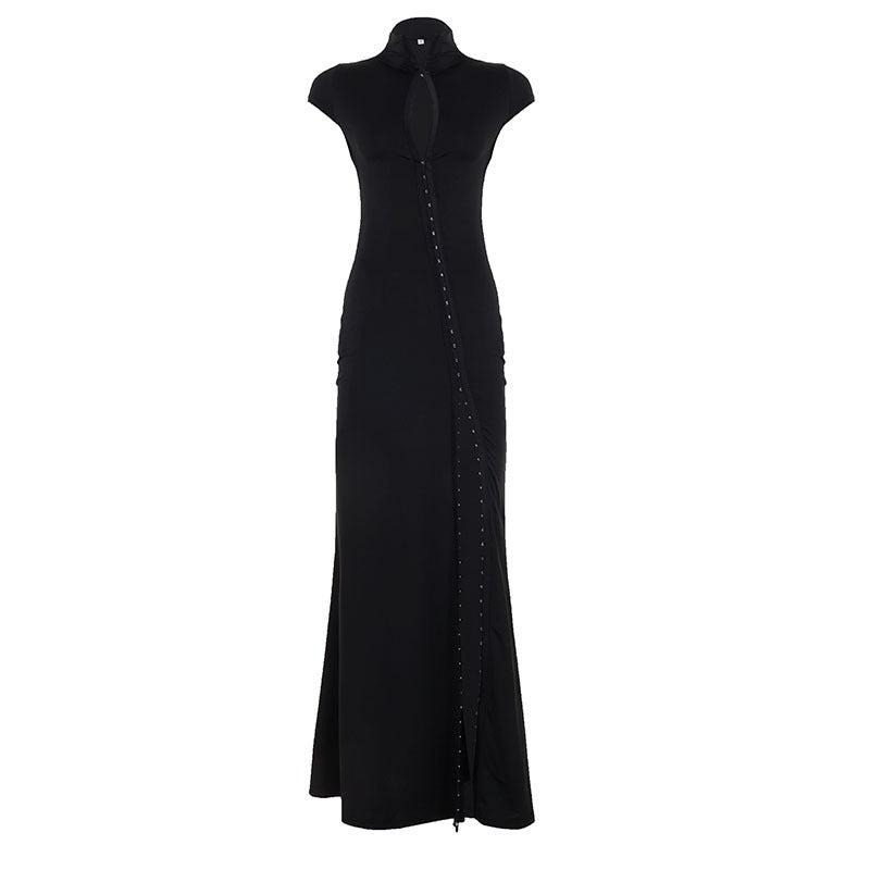 Damen Elegantes Wickelkleid mit hochgeschlossenem Kragen und schmaler Silhouette R&B