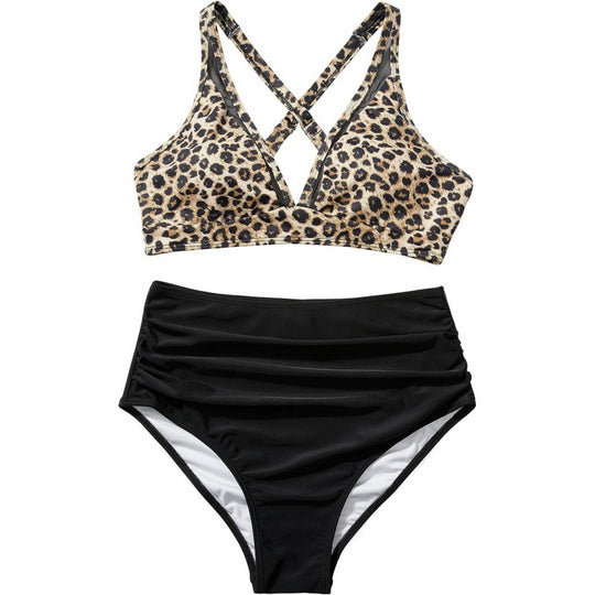 Damen Bikini-Set mit modischem Animalprint und Bicolor-Design R&B