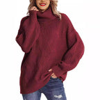 Damen Grobstrickpullover mit hohem Kragen und strukturiertem Zopfmuster R&B