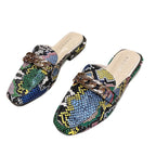 Damen elegante Mules mit schimmerndem Kettenverschluss EB