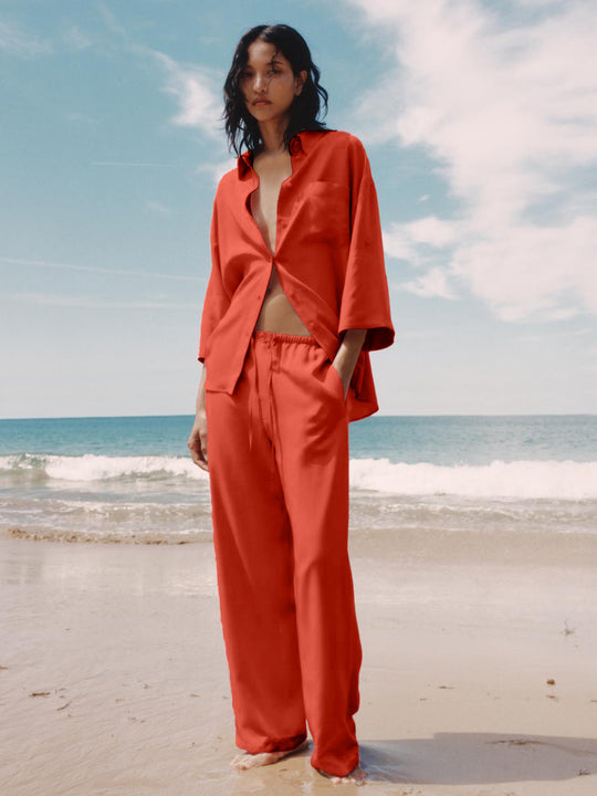Damen lässiges Satin-Set R&B