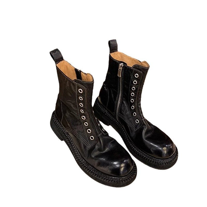 Damen Biker-Stiefel mit modischem Reißverschluss und robustem Profil
