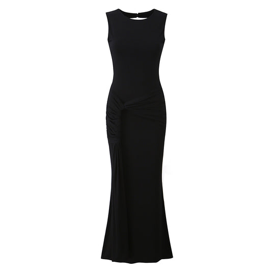 Damen Maxikleid mit raffinierten Drapierungen und elegantem Rückenausschnitt R&B