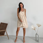 Damen luftiges Sommerkleid mit verstellbaren Trägern und elastischem Bund R&B