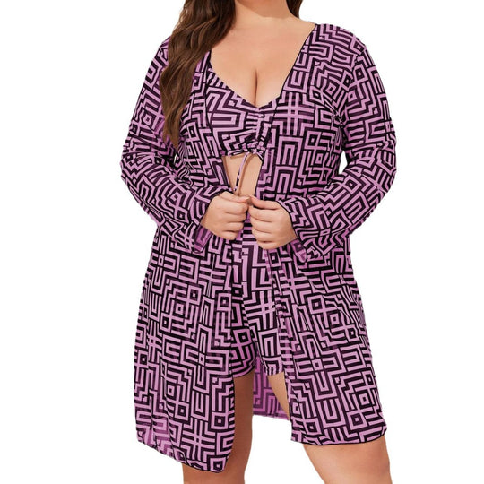 Damen Bademode-Set mit stylischem Kimono und Shorts R&B