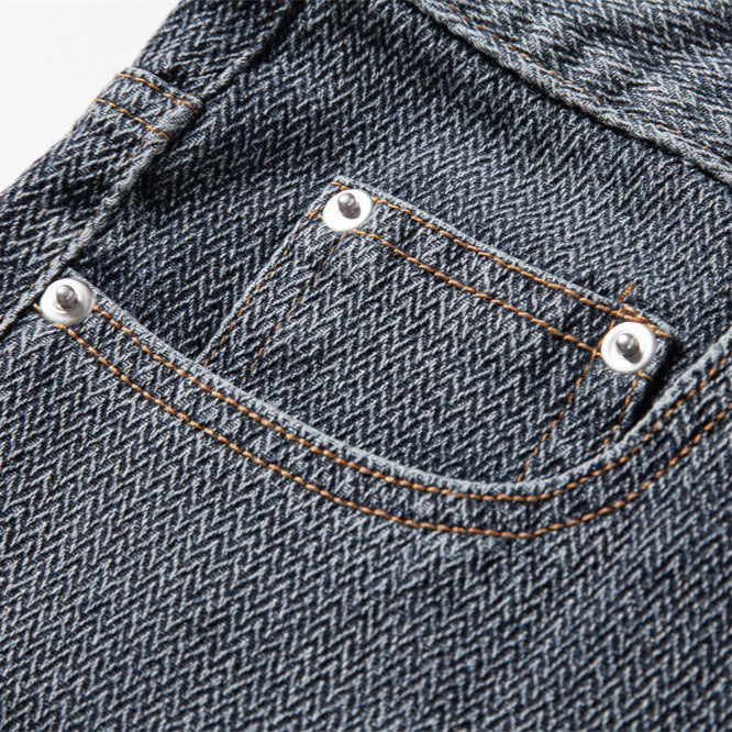 Herren nan Jeansshorts mit Umschlag, mittelhoher Bund und klassischer Taschenaufteilung R&B
