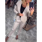 Damen Elegantes business-casual Anzug-Set mit feinen Streifen und modernem Schnitt R&B