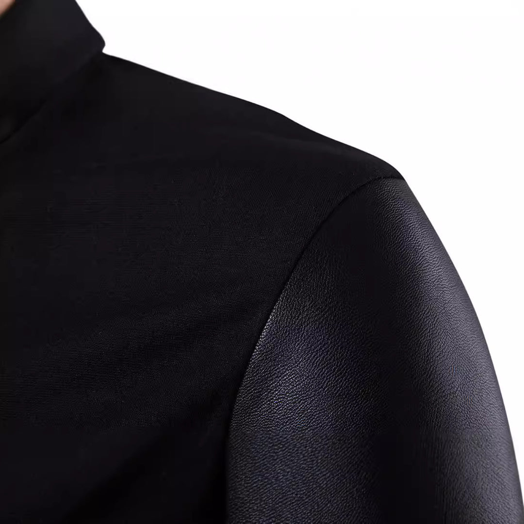 Herren Modische Jacke mit asymmetrischem Reißverschluss und kontrastierenden Ärmeln R&B