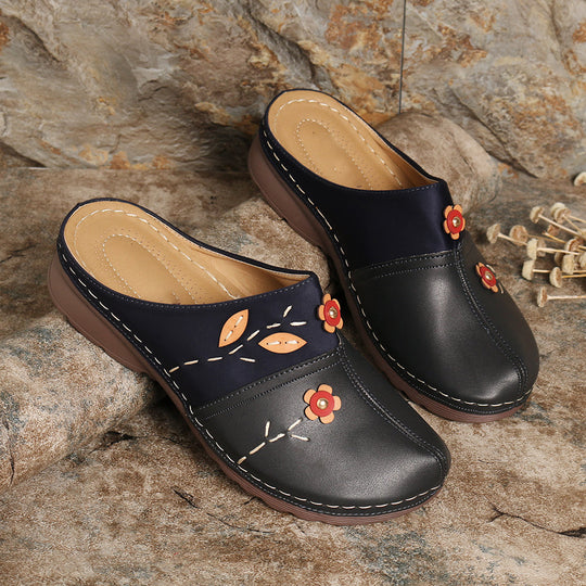 Damen Clogs mit floralem Applikationsdesign und rutschfester Sohle R&B