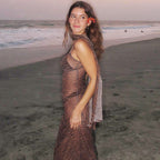 Damen Transparente Maxikleid mit tierischem Muster und verstellbaren Trägern R&B