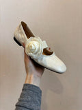 Damen Ballerinas mit floralem Dekor und elastischem Riemen
