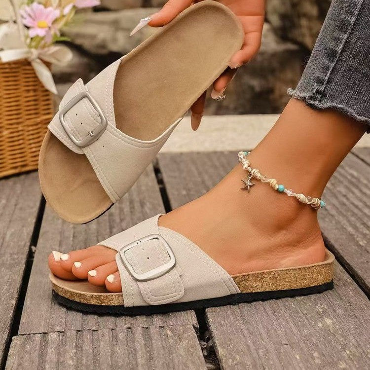 Damen komfortable Riemchensandalen mit modischem Schnallen-Design R&B
