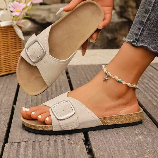 Damen komfortable Riemchensandalen mit modischem Schnallen-Design R&B