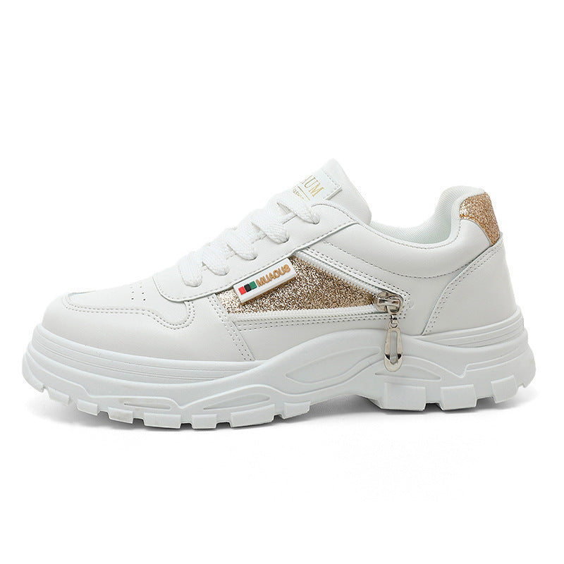 Damen sportliche Sneaker mit modischem Reißverschluss und stoßdämpfender Sohle R&B