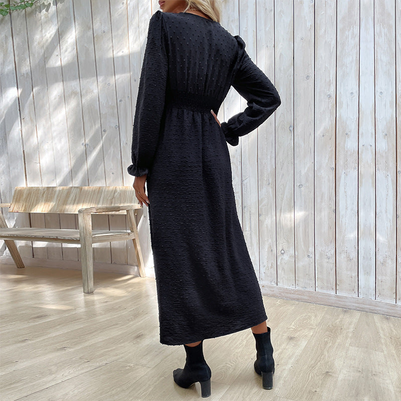 Damen Maxikleid mit elegantem V-Ausschnitt und raffiniertem Schlitz R&B