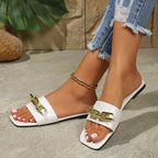 Damen elegante Mules mit glänzender Kettenapplikation R&B
