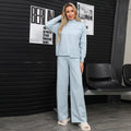 Damen gemütliches Strick-Loungewear-Set mit hohem Kragen und weitem Schnitt R&B