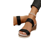 Damen Wedgesandalen mit geflochtenen Riemen und kombinierter Sohle R&B