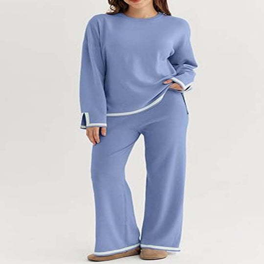 Damen modisches Lounge-Set mit weitem Schnitt und Kontrastbündchen R&B