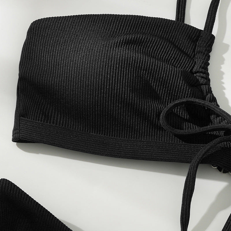 Damen Triangel-Bikini-Set mit verstellbaren Trägern und dekorativem Knoten