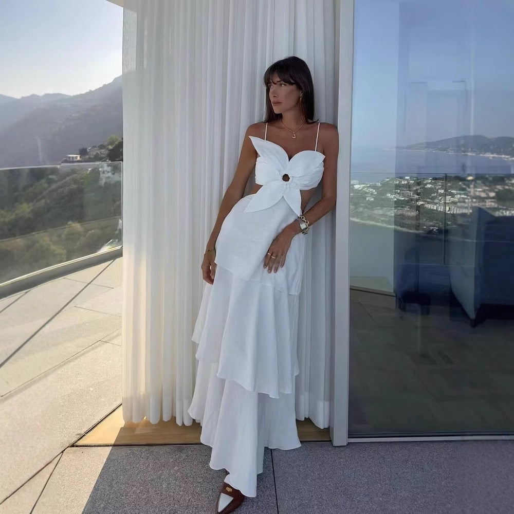 Damen Maxikleid mit raffiniertem Rüschendesign und verspieltem Schleifendetail R&B