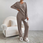 Damen komfortabler Ripp-Strickanzug mit weitem Schnitt R&B