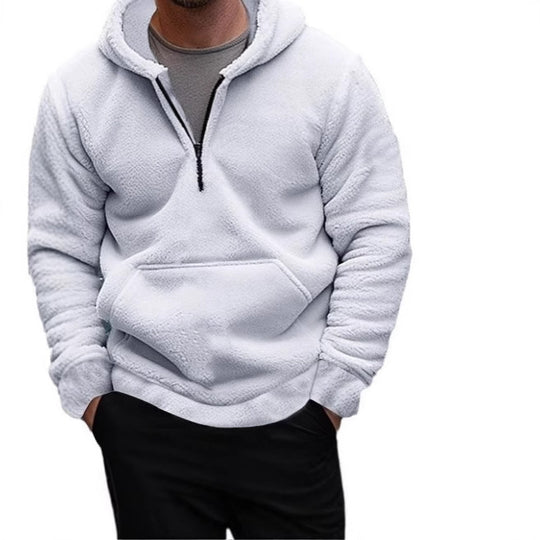 Herren Kuscheliger Fleece-Hoodie mit halblangem Reißverschluss R&B