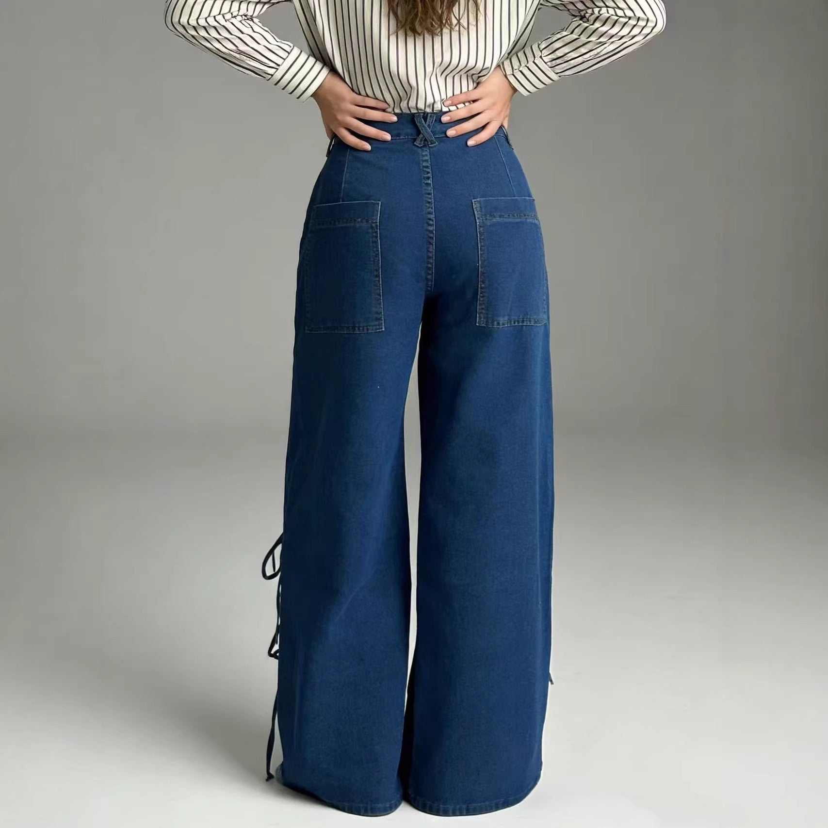 Damen Weite Jeans mit Schnürdetails