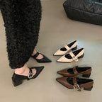 Damen elegante Ballerina-Pumps mit modischem Riemchen und stilvollem Blockabsatz R&B